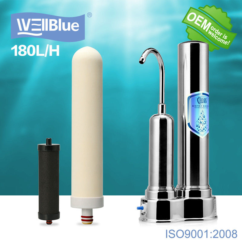 Table Top Alkaline Ceramic Water Filter , 2 Stage Household Water Purifier